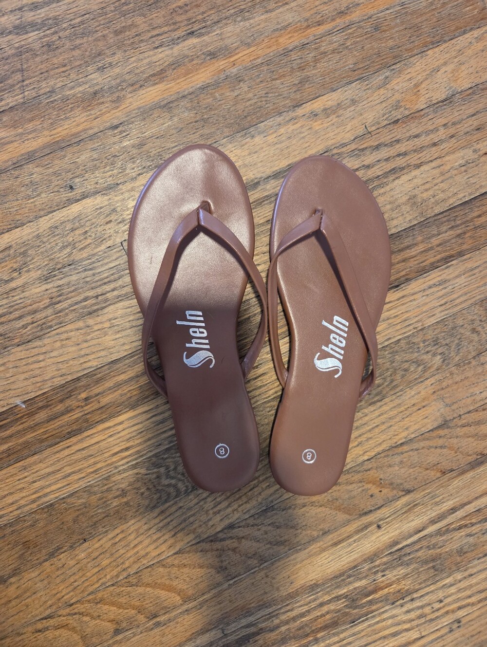 SHEIN Brown Minimalist V‑Strap Sandals